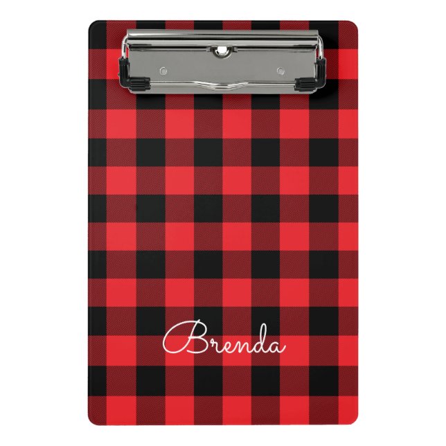 Minicarpeta De Pinza Modern Red and Black Buffalo Check (Anverso)