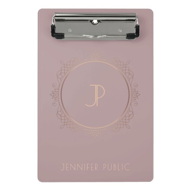 Minicarpeta De Pinza Moderna plantilla monogramada trendy elegante (Anverso)