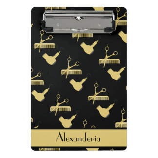Minicarpeta De Pinza Moderno estilo Minimalista negro y dorado de peluq