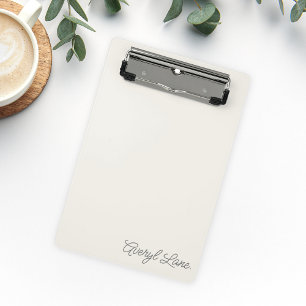 Minicarpeta De Pinza Monograma Clásico Elegante Mínimo Marfil Script No