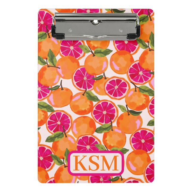 Minicarpeta De Pinza Monograma de acuarela de pomelo (Anverso)