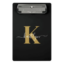 Monograma de guión de oro negro elegante