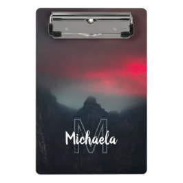 Minicarpeta De Pinza Monograma de nubes, niebla y montañas quemadas