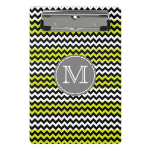 Minicarpeta De Pinza Monograma de zigzag verde negro