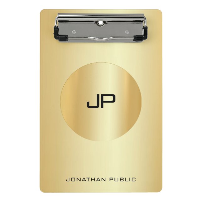 Minicarpeta De Pinza Monograma elegante estilo oro Plantilla moderna (Anverso)