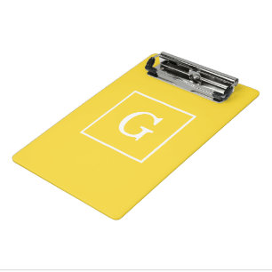 Minicarpeta De Pinza Monograma inicial con marco amarillo anaranjado de