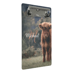 Minicarpeta De Pinza Monograma inicial de ternera bovina de montaña de