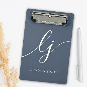 Minicarpeta De Pinza Monograma Iniciales Profesionales Nombre Mínimo de