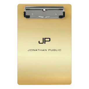 Minicarpeta De Pinza Monograma moderno Faux Gold personalizado