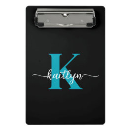 Minicarpeta De Pinza Monograma Negro Teal