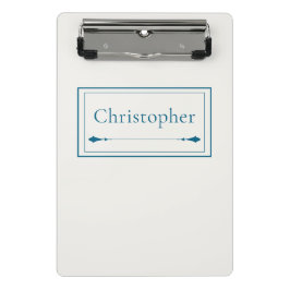 Minicarpeta De Pinza Monograma personalizado minimalista beige y azul m