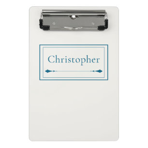 Minicarpeta De Pinza Monograma personalizado minimalista beige y azul m