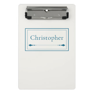 Minicarpeta De Pinza Monograma personalizado minimalista beige y azul m