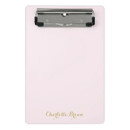 Minicarpeta De Pinza Monograma Rosa Beige Oro Minimalista Moderno