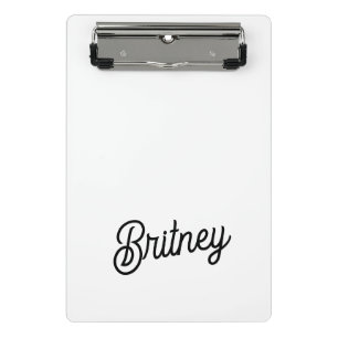 Minicarpeta De Pinza Monograma y nombre personalizados de blanco negro 