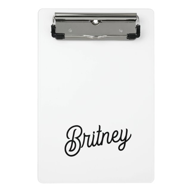 Minicarpeta De Pinza Monograma y nombre personalizados de blanco negro  (Anverso)