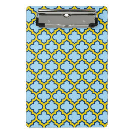 Minicarpeta De Pinza Mosaico azul y amarillo, Entramado, Quatrefoil