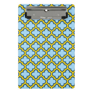 Minicarpeta De Pinza Mosaico azul y amarillo, Entramado, Quatrefoil