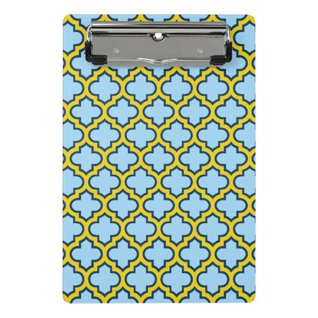 Minicarpeta De Pinza Mosaico azul y amarillo, Entramado, Quatrefoil (Anverso)