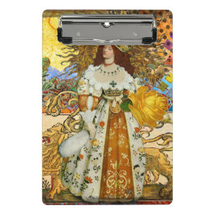 Minicarpeta De Pinza Mujer Vintage Sol Dorado: Arte Collage Zodiaco Leo