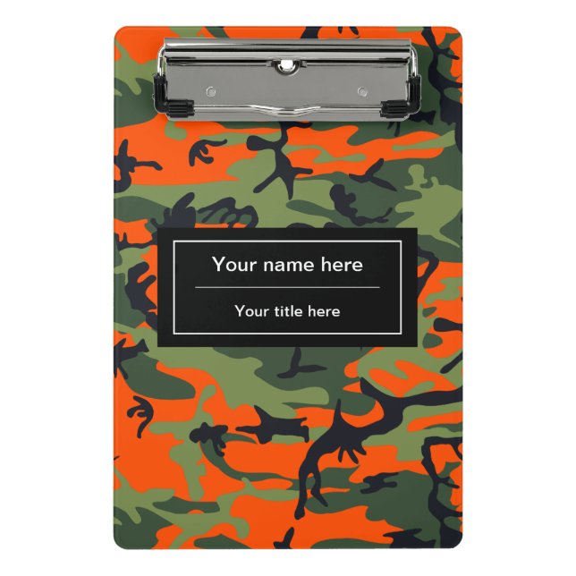 Minicarpeta De Pinza Naranja y Camuflaje Verde, Ejército (Anverso)