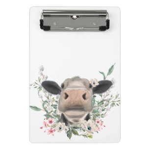 Minicarpeta De Pinza nariz de vaca besa flores acuarela gris animal de 