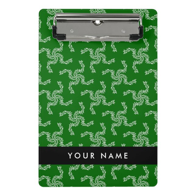 Minicarpeta De Pinza Navidades Garland, Green, Your name, Personalize (Anverso)