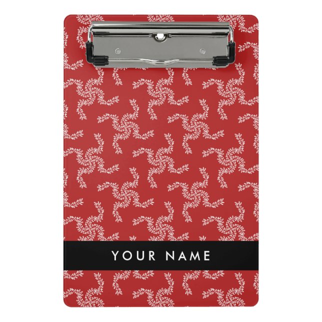 Minicarpeta De Pinza Navidades Garland, Red, Tu nombre, Personalizar (Anverso)