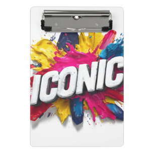 Minicarpeta De Pinza Negrita Texto Blanco "ICÓNICO" Salpicadura de Pint
