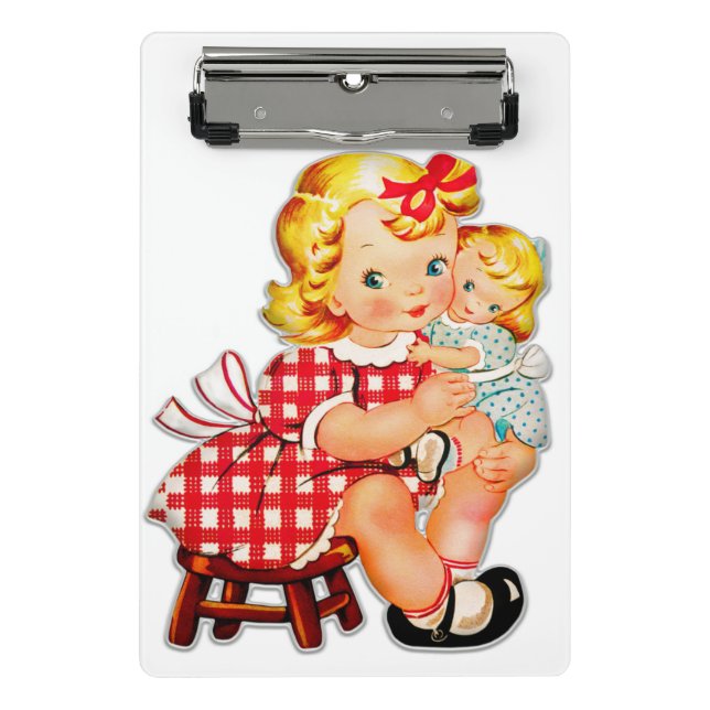 Minicarpeta De Pinza Niña retro vintage muñeca niña (Anverso)