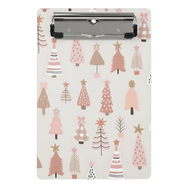 Minicarpeta De Pinza  Noël Scandinave Sapins Roses (Anverso)