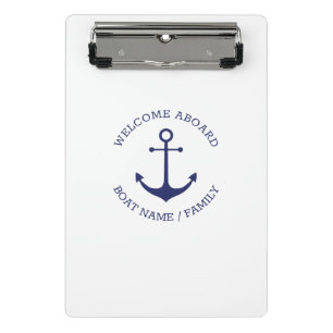 Minicarpeta De Pinza Nombre del barco personalizado Bienvenido Aboard a