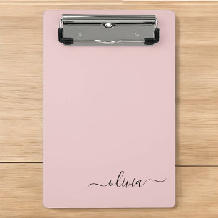 Minicarpeta De Pinza Nombre del Monograma de Rubor Dusty Pink Moderne S