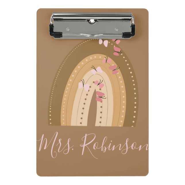 Minicarpeta De Pinza Nombre del profesor de guión de mariposas arcoiris (Anverso)