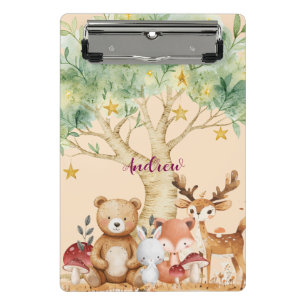 Minicarpeta De Pinza Nombre personalizado Animales de bosque de bosques