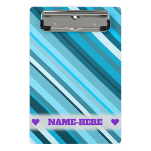 Minicarpeta De Pinza Nombre personalizado; Bandas azules/Verde azuladas