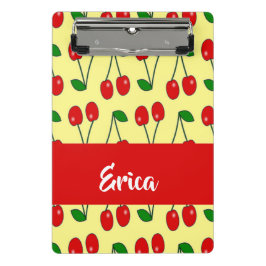 Minicarpeta De Pinza Nombre personalizado de cerezas rojas en amarillo