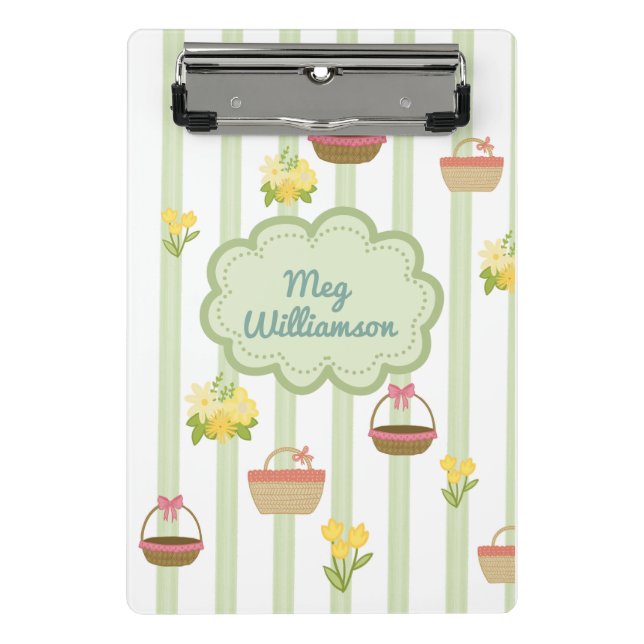 Minicarpeta De Pinza Nombre personalizado de las cestas florales de Coq (Anverso)