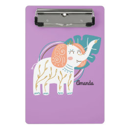 Minicarpeta De Pinza Nombre personalizado del pequeño elefante Boho