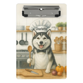 Minicarpeta De Pinza Nombre Personalizado Divertido Perro Chef Husky Si