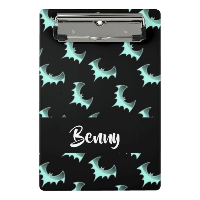 Minicarpeta De Pinza Nombre personalizado murciélagos azules (Anverso)