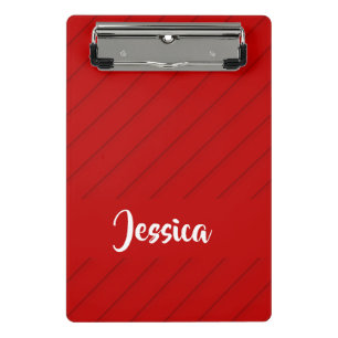 Minicarpeta De Pinza Nombre personalizado plástico diagonal rojo textur
