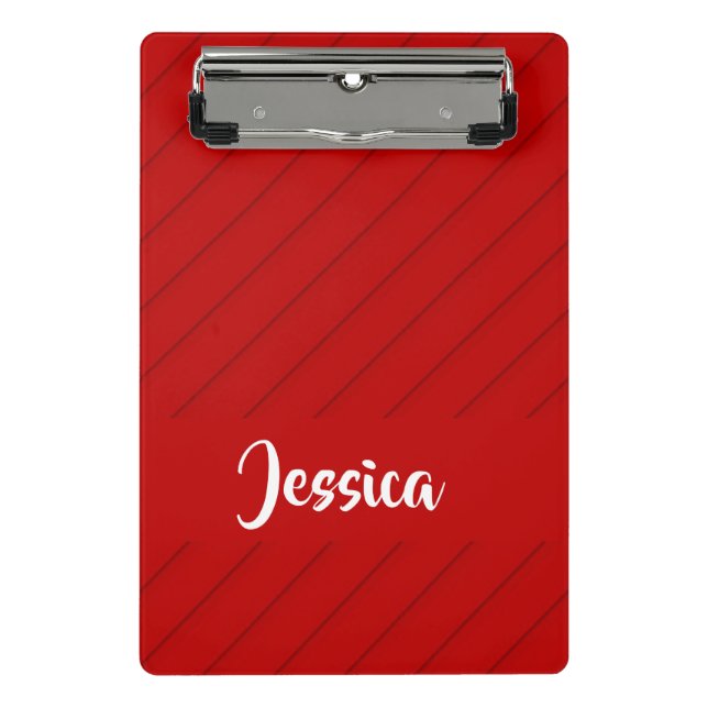 Minicarpeta De Pinza Nombre personalizado plástico diagonal rojo textur (Anverso)
