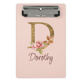 Minicarpeta De Pinza Nombre personalizado Relieve metalizado dorado Rub