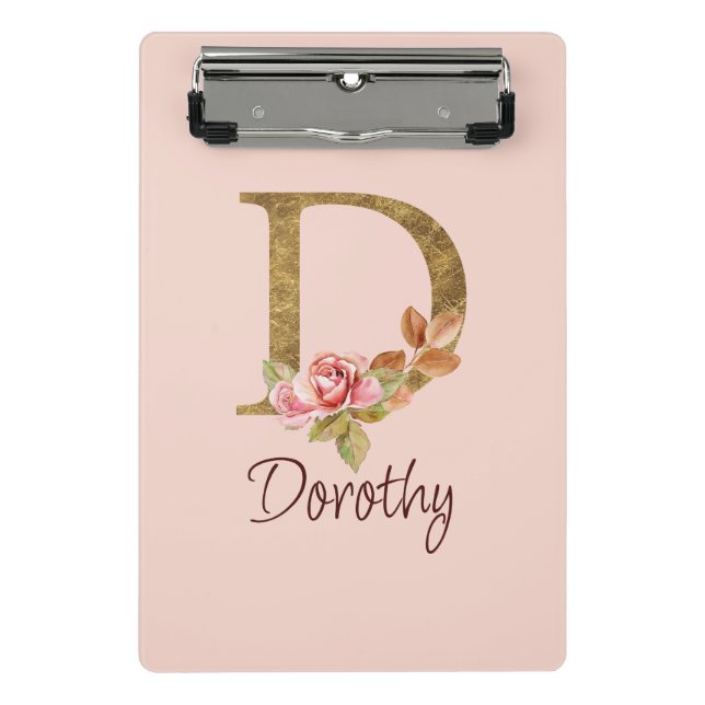 Minicarpeta De Pinza Nombre personalizado Relieve metalizado dorado Rub (Anverso)