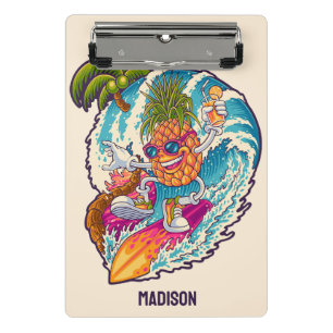 Minicarpeta De Pinza Nombre personalizado Surfing Pineapple