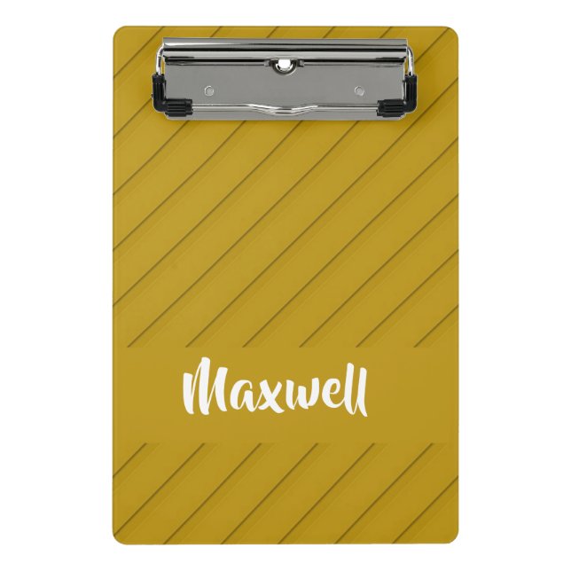 Minicarpeta De Pinza Nombre personalizado texturizado en diagonal marró (Anverso)