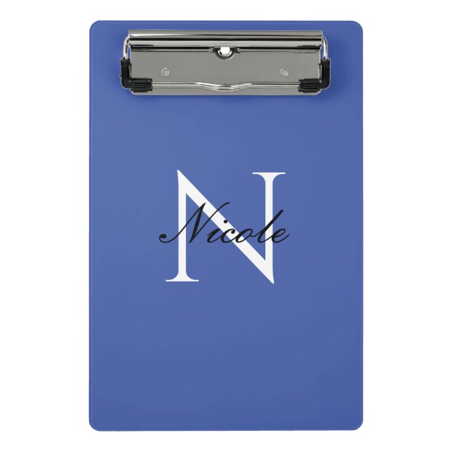 Minicarpeta De Pinza Nombre propio monogramado inicial azul (Anverso)