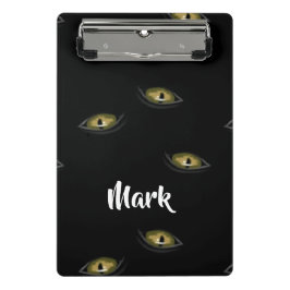Minicarpeta De Pinza Nombres personalizados ojos de gato en negro