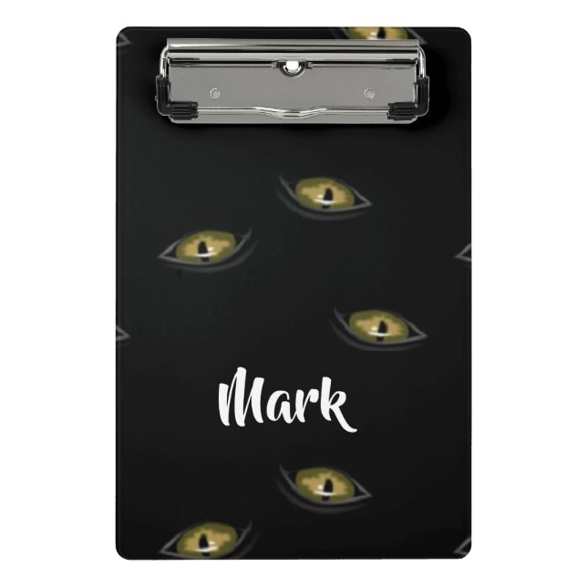 Minicarpeta De Pinza Nombres personalizados ojos de gato en negro (Anverso)